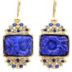 Lapis lazuli dangle earrings gift ideas for women Bakelite vintage jewelry - Venitian 14K gold earrings - 3 colors available
