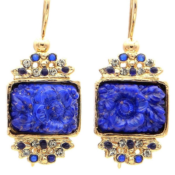 Lapis lazuli dangle earrings gift ideas for women Bakelite vintage jewelry - Venitian 14K gold earrings - 3 colors available