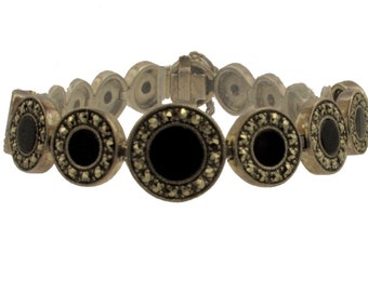 Pulsera de mujer ART DECO MARCASSITE Pulsera de plata Pulsera de correo electrónico Pulsera de piedras semipreciosas de joyería vintage Regalo para mujer