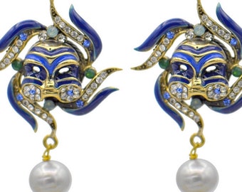 Maske Ohrringe Miniblings Hänger Masken Maskenball Theater Oper Kostüm schwz Maske Ohrringe Miniblings Hänger Masken Maskenball Theater Oper Kostüm schwz