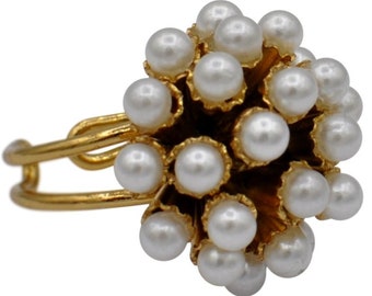 Dainty thin ring, 7th anniversary gift, 14k gold ring, statement ring, pearl ring