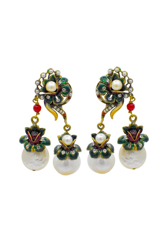 COIN PEARL EARRINGS, Vintage jewelry, 14K gold ear