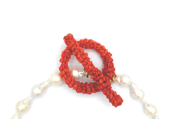 925シルバー、天然真珠、本物の珊瑚を使用したヴィンテージネックレス