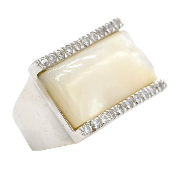 CHEVALIERE FEMME BAGUE nacre, Bague femme, Bague argent, Bijoux nacre