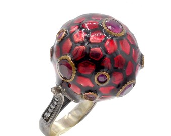 ANILLO ESMALTE RUBELLITA Anillo de mujer Turmalina Rosa Anillo vintage de mujer