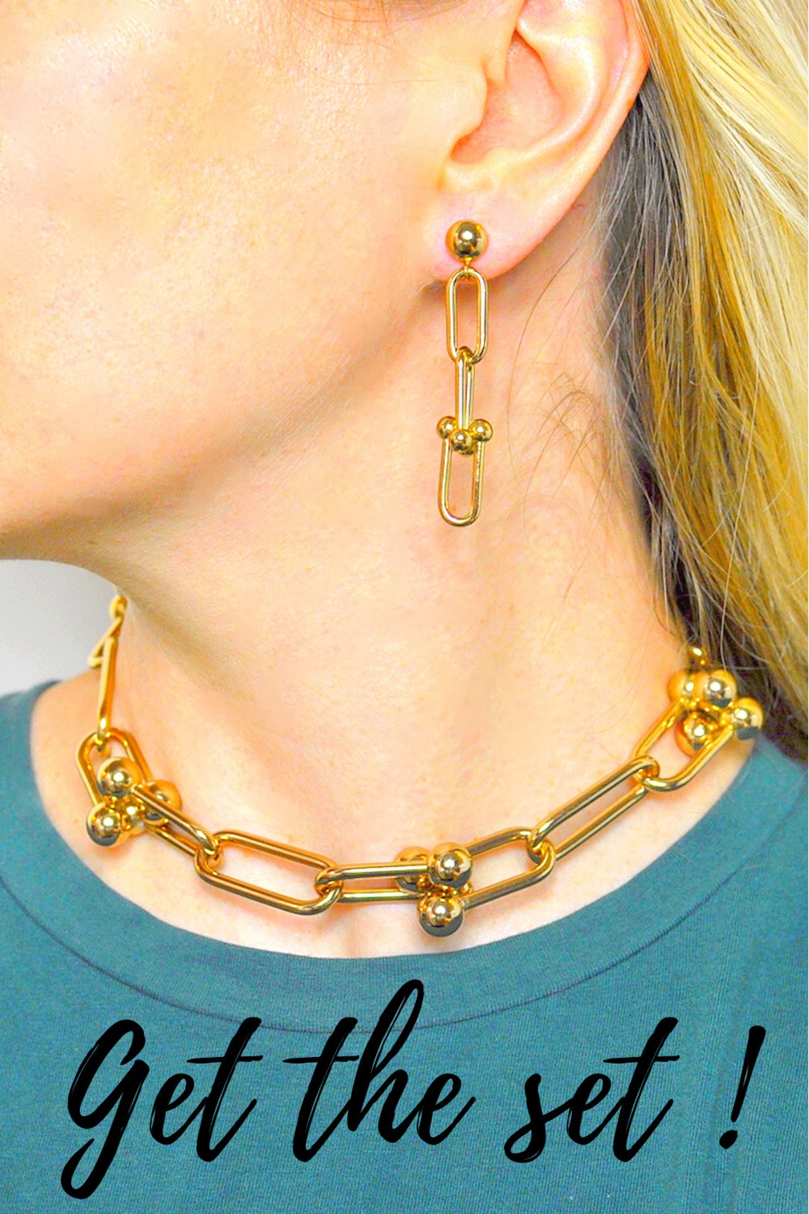 TIFFANY EARRINGS STYLE Link chain earrings Gold earrings Etsy