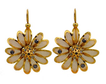 statement earrings,boho earrings,  flower earrings, 14K gold earrings, rose gold, copper earrings