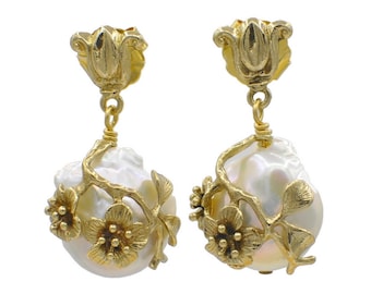 Baroque pearl earrings - gift ideas for women Vintage jewelry