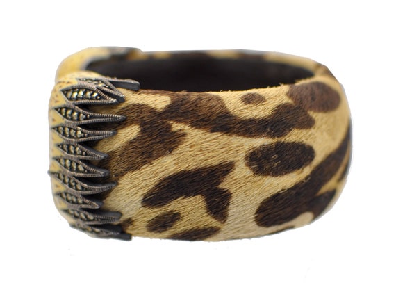 BRACELET FANTASY MARCASSITE Leopard Bracelet Cuff… - image 1