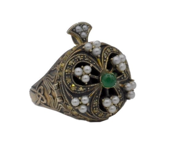 VINTAGE POISON RING Peridot stone ring, sterling s
