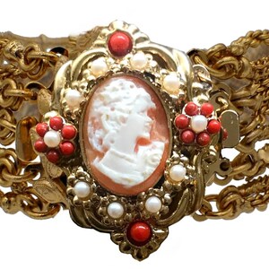 Vintage smyckeset med cameo: Örhängen + Armband + Cameoring - LOUVRE smyckeset bild 6