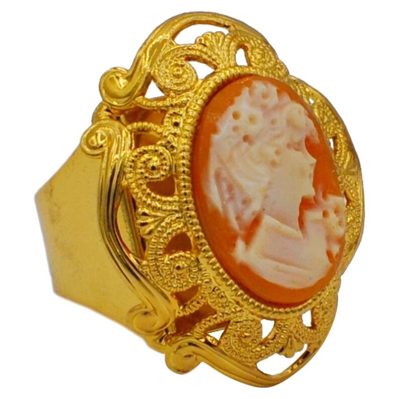 Vintage smyckeset med cameo: Örhängen + Armband + Cameoring - LOUVRE smyckeset bild 8