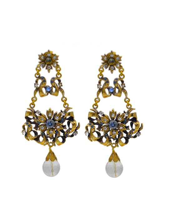 BEAD CHANDELIER Earrings, Vintage jewelry, Big cha