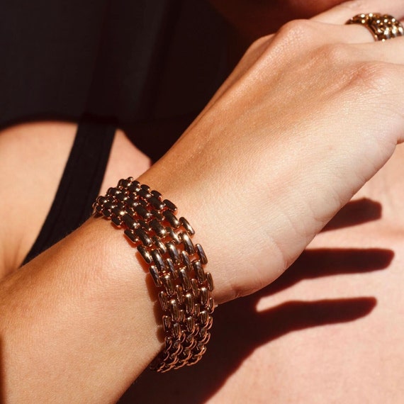 Bracelet Gourmette Plaqué Or Rose - Bijou Maille Joaillerie - Cadeau Noël - Occasion