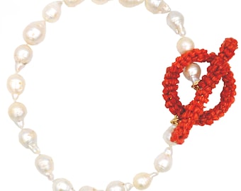 925シルバー、天然真珠、本物の珊瑚を使用したヴィンテージネックレス