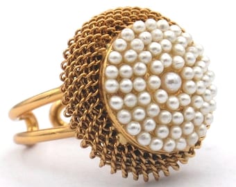 PERLE BAGUE femme Bague perle, Bague doree Bague Or Rose Venitien 14 carats Bague Boho Bijou fleur Bague ajustable femme fait main TUILERIES