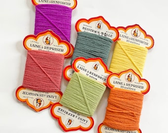 Set of six 1950s wool mending yarns darning upcycling visible mending Nr. 1
