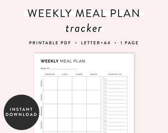 Wekelijks Maaltijdplan Tracker Planner Afdrukbaar, FitnessPlanner, Gezondheidsplanner, Fitnessjournaal, Trainingsplanner, Afslankplanner