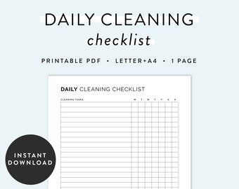 Daily Cleaning Checklist Printable, Cleaning Checklist, Daily Cleaning, Weekly Cleaning, Cleaning Printable, House Cleaning, Cleaning List