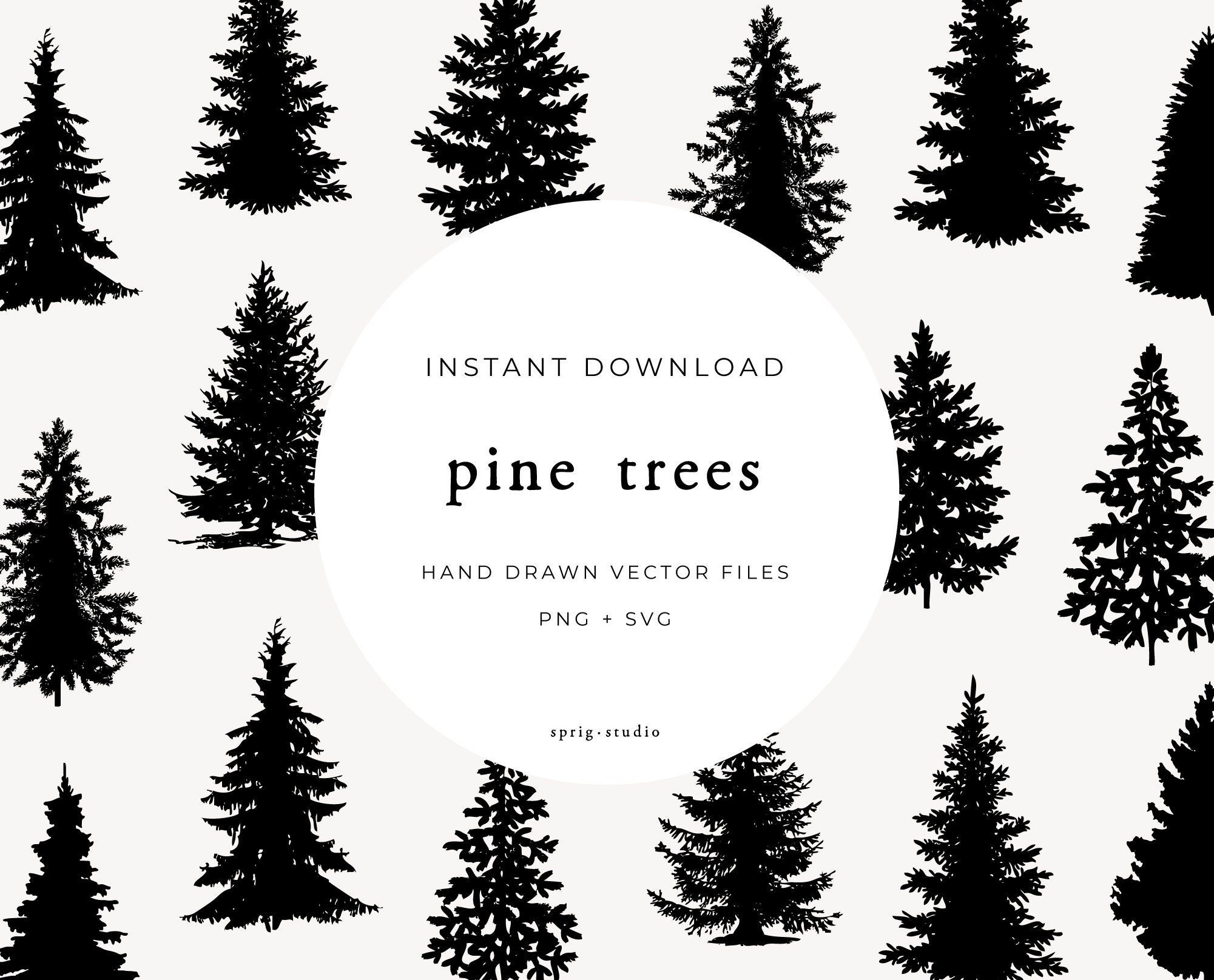 Pine Tree Silhouette Clipart Christmas Tree Clipart Etsy 日本