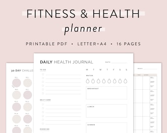 Fitness Planner Printable, Fitness Planner, Health Planner, Fitness Journal, Exercise Planner, Food Journal, Weight Loss Planner
