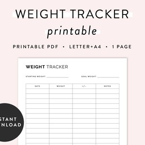 Weight Tracker Planner Printable, Fitness Planner, Health Planner, Fitness Journal, Exercise Planner, Weight Loss Planner, Weight Loss