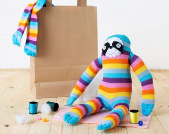 Sock Sloth Craft Kit - craft sewing kit for kids and adults - make your own sloth!