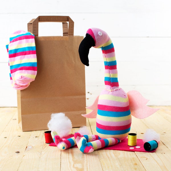 Sock Flamingo Craft Kit | Sewing kit | Craft kit for kids | Craft kits for adults | Flamingo Gifts