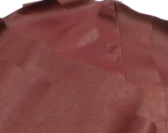 10 x RED Goat Leather Offcuts bundle, 25x15cms large Irregular shaped pieces, suitable for leather crafts, bookbinding