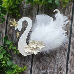Swan Cake Topper | Birthday Swan Cake Topper | Baby Shower Cake Topper | Swan Theme Cake Topper| Feathered Swan Cake Topper
