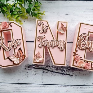 ONE 3D letters, personalized 3D letters, butterfly birthday, cake smash,First birthday decor, First birthday photo shoot props, one sign,ONE
