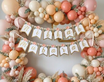 Floral Nikkah Mubarak Banner: Handmade Wedding Decor