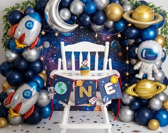 Space High Chair Banner: Astronaut Birthday Party Decorations