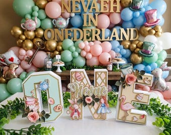 Alice in Wonderland 3D Letter: First Birthday Party Decor