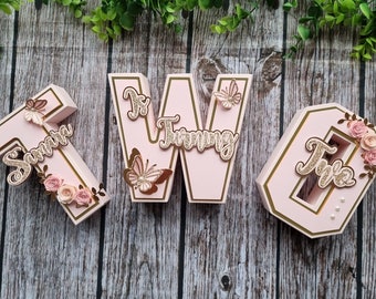 One Sign,one Letters, Free Standing Letters, Paper Mache Letters,birthday  Decor, Party Decor, Photo Shoot Prop,floral Letters. 