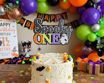 Halloween birthday cake topper, Halloween topper, Halloween cake, Halloween theme birthday,Spooky one, One cake topper, TWO cake topper.