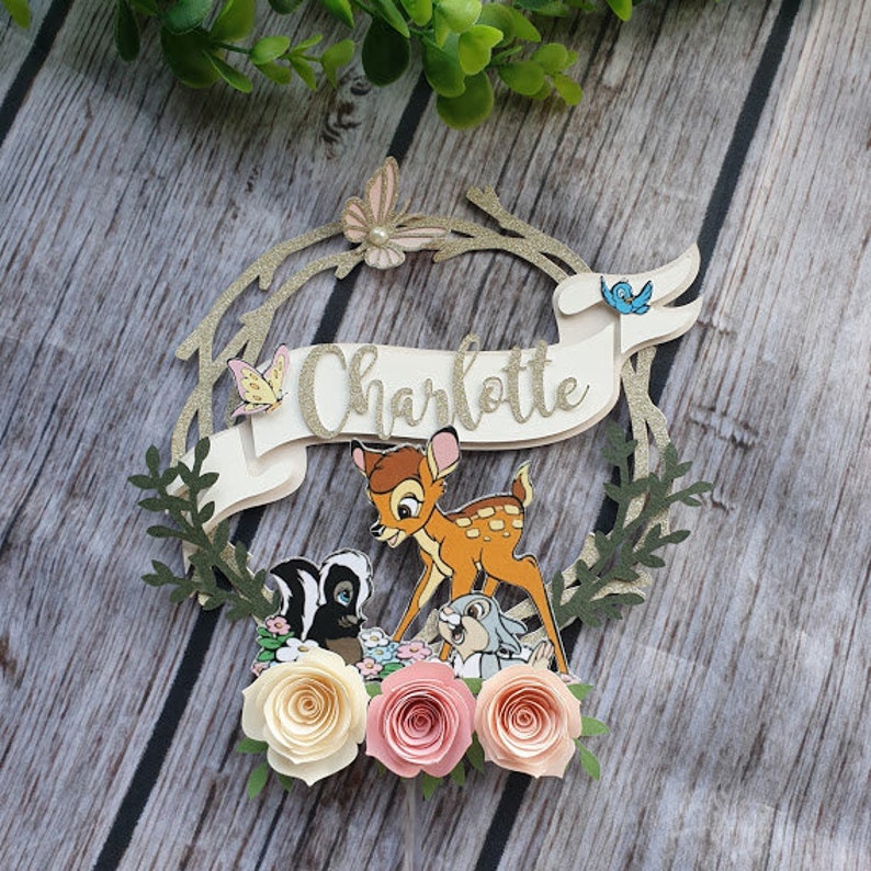 floral party decor bambi banner Birthday banner happy birthday banner. Bambi 1st birthday banner Bambi banner one birthday banner