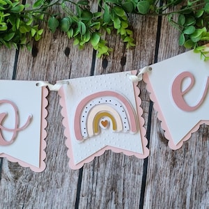 Birthday banner/Boho Rainbow One High Chair Banner/Baby Rainbow Theme 1st Birthday Decorations/Boho banner/Rose Gold Rainbow Birthday Banner