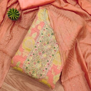 Embroidery cotton dress material online discount