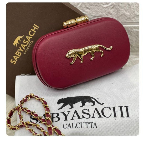 Sac à main inspiré de Bollywood Sabyasachi DESIGN CROCO BRILLANT Pochette en similicuir finition unie avec boîte et logo Saree Clutch Party Sac à main