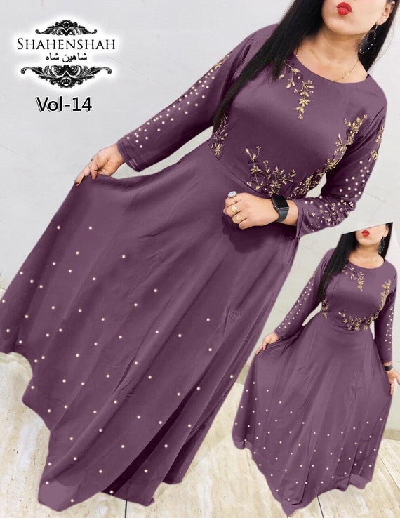 Pakistani Indian Long Kurti Kurta Traditional Designer Gown Anarkali New  Dress | eBay