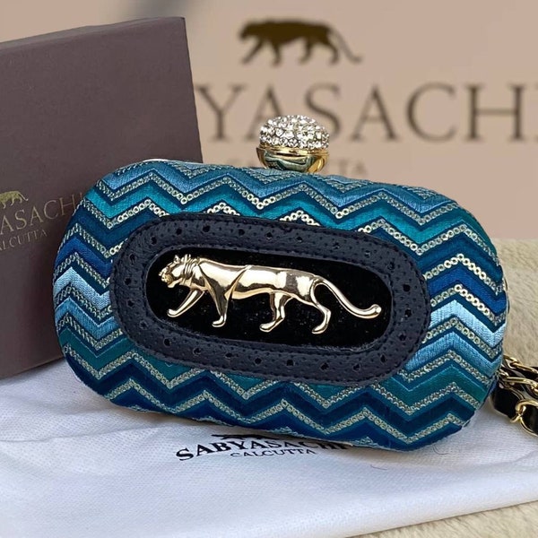 Sabyasachi Inspired Purse SHINNY CROCO DESIGN Clutch Matt Finish With Box And Logo Design Multi Color New Clutch Party Handbag Tiger Logo