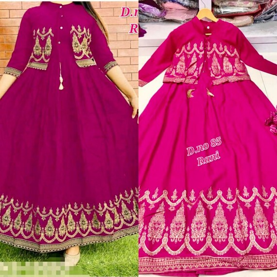 Kurti Maxi Long Gown One Piece With Jacket Pattern Tunic Tees Etsy