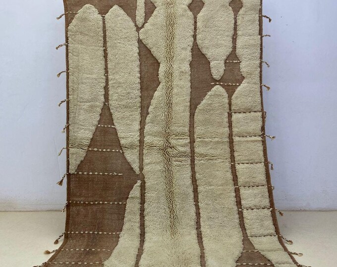 Cream Custom Bujaad Rug Shaggy Wool Runner Stair Runner Farmhouse Rug Beni Ourain Area Living Room Rug