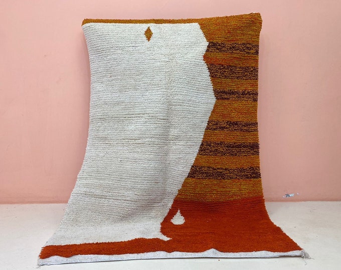 Custom Bujaad Orange Rug Fluffy Farmhouse Runner Beni Ourain Area Handmade Carpet