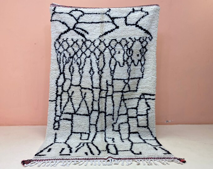 Boujaad Premium Quality Fuzzy Handmade Carpet, Berber Azilal Natural Artwork Sofa Rug, Moroccan Home Fourniture Faded Colors Rug