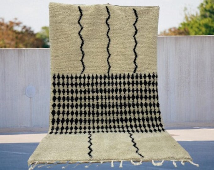 Pretty Moroccan Rug ,Natural Fiber Home Decor ,FarmHouse Area Stair Runner,BlackAnd White Rug, All/Size