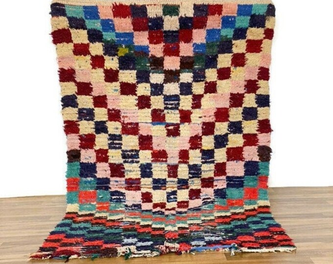 3x6 ft,Checkered Runner Vintage Carpet Checkboard Hallway,Cozy Hallway Rug,Living Room Accents,Soft Shaggy Rug,Berber Tapis