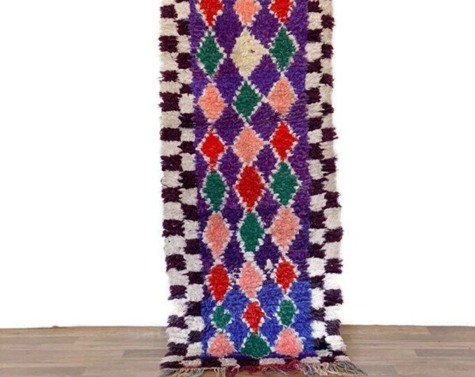 Handwoven Berber Wool Rug,Authentic Tribal Carpet,Beni Ourain Decor,Boho Wool Area Rug, 2'x5.7' ft