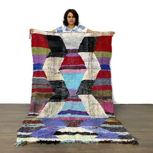 Handmade Living Room Rug Vintage Carpet Handmade Runner Boucherouite Rug Colorful Area